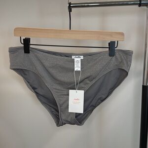 Andie Swim Bikini Bottom NWT Metallic Silver XL